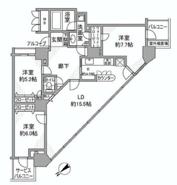 アップルタワー東京キャナルコート 28階 間取り図
