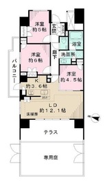 ザ・パークハウス中野弥生町テラス 1階 間取り図