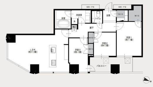 シティタワー新宿新都心 22階 間取り図
