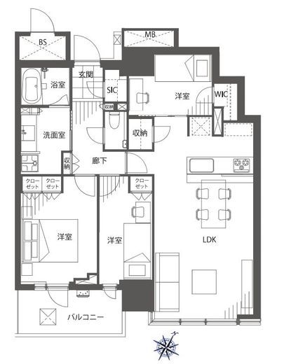 ブランズタワー豊洲 34階 間取り図