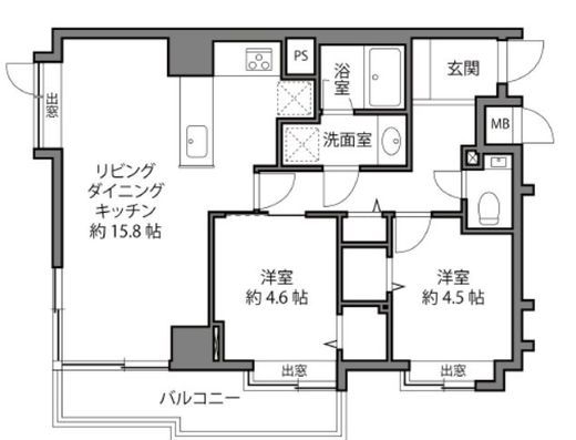 ウィン麻布十番ハラビル 2階 間取り図