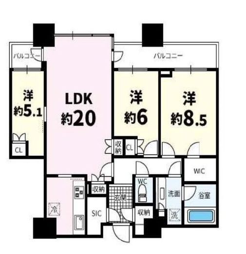 パークコート虎ノ門愛宕タワー 29階 間取り図