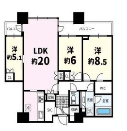 パークコート虎ノ門愛宕タワー 29階 間取り図