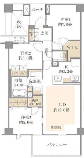 プラウド新宿中落合 2階 間取り図