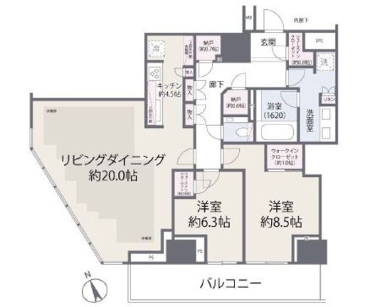 ザ・パークハウス三田タワー 21階 間取り図