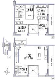 オープンレジデンス御殿山 2階 間取り図