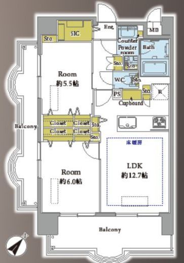 藤和シティホームズ神楽坂 10階 間取り図