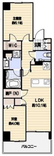 マジェスティハウス新宿御苑パークナード 6階 間取り図