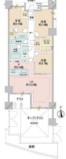 パークキューブ市ヶ谷 1階 間取り図