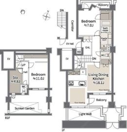 クレッセント新宿柏木 1階 間取り図