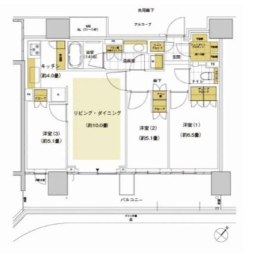 HARUMI FLAG SUN VILLAGE (晴海フラッグ サンヴィレッジ) 11階 間取り図