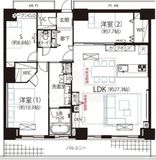 Wコンフォートタワーズ WEST 39階 間取り図
