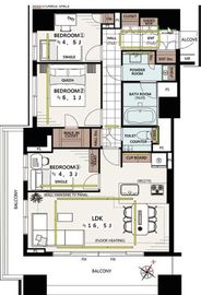 ピアースコード等々力 3階 間取り図