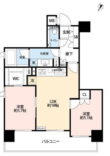 リシェ五反田スカイビュー 15階 間取り図