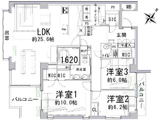 レジディア麻布十番2 3階 間取り図