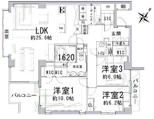 白山パークマンション 3階 間取り図