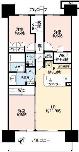 ザ・ガーデンズ東京王子 16階 間取り図
