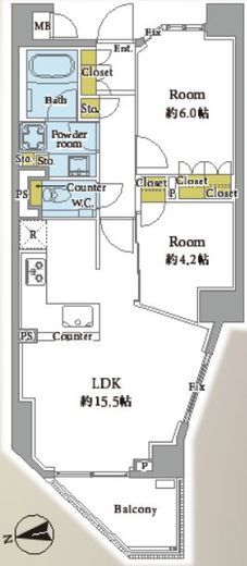 クレヴィア神楽坂 5階 間取り図