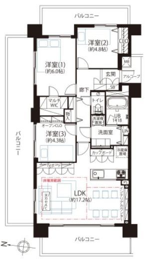 ファミールグラン高井戸デュープレックス 8階 間取り図