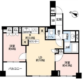 コンフォリア新宿イーストサイドタワー 2階 間取り図