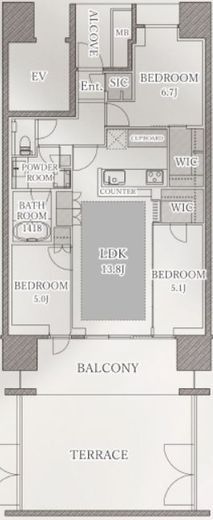 Totsu Residence Shiba (東通レジデンス芝) 1階 間取り図