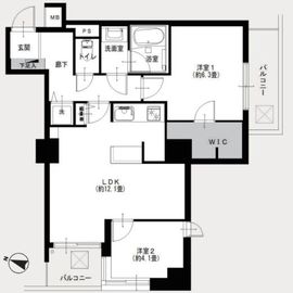 東急ドエルアルス根津 11階 間取り図
