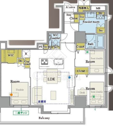 ソプラタワー 3階 間取り図