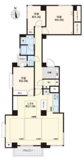 レジディア六本木檜町公園 6階 間取り図