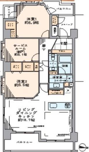 クレッセント目黒花房山 5階 間取り図