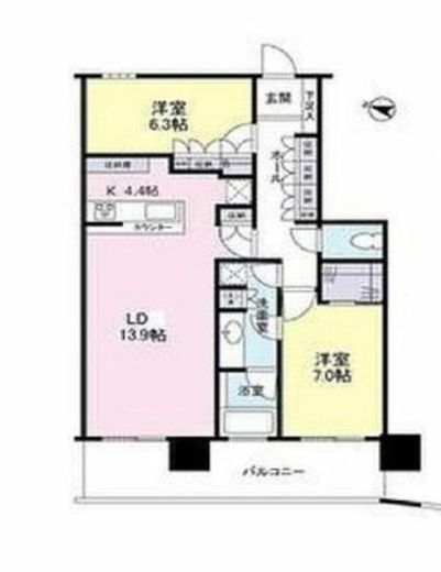 レジディア市谷砂土原 39階 間取り図