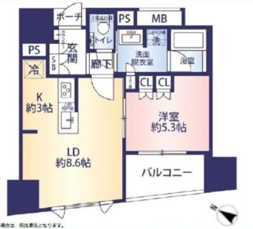 プラウド日本橋浜町 3階 間取り図