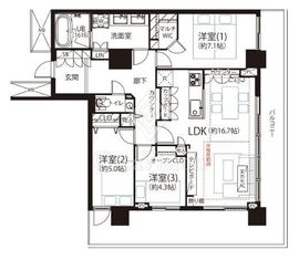 ザ・リバープレイスウエストタワー 28階 間取り図