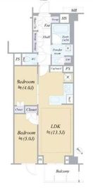 オープンレジデンシア神楽坂ウエストテラス 3階 間取り図