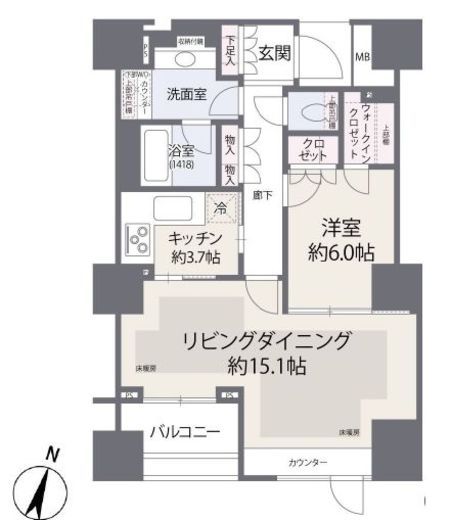 パークハビオ新橋 10階 間取り図