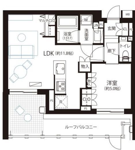 サンウッド浜田山 5階 間取り図