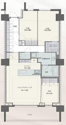 ザ・パークハウス自由が丘ディアナガーデン 1階 間取り図