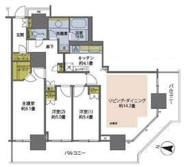 リエトコート武蔵小杉 ザ・クラッシィタワー 24階 間取り図