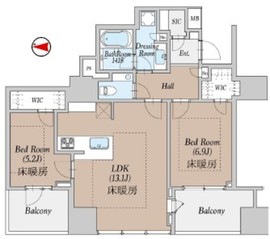 ザ・パークハウス白金二丁目タワー 22階 間取り図