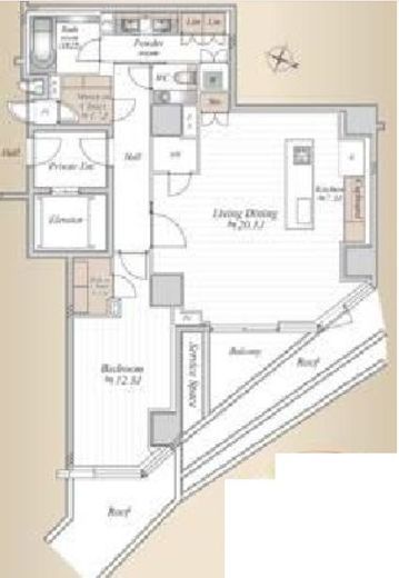 勝どきビュータワー 5階 間取り図