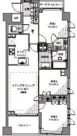 ザ・ヒルズ市谷薬王寺 2階 間取り図
