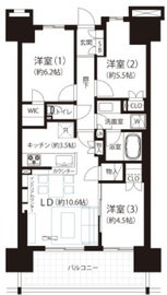 ザ・パークハウスオイコス赤羽志茂サードスクエア 3階 間取り図