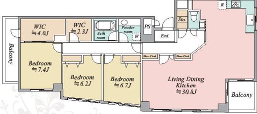 白金グランドハイツ 7階 間取り図