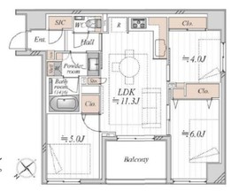 サンウッド東京茅場町パークフロント 2階 間取り図