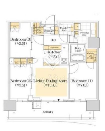 HARUMI FLAG SUN VILLAGE T棟 (晴海フラッグ サンヴィレッジ T棟) 17階 間取り図