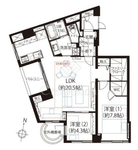 インペリアル広尾 4階 間取り図