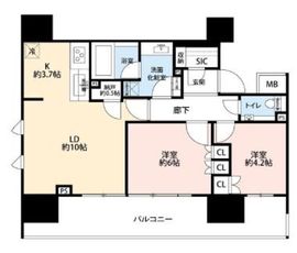 コンフォリア三田EAST 9階 間取り図