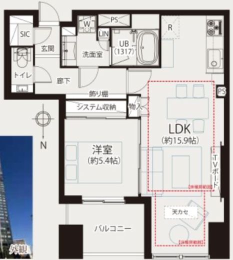 カスタリア八丁堀 41階 間取り図