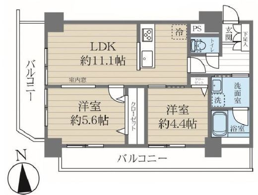 ライオンズマンション新宿東公園 2階 間取り図