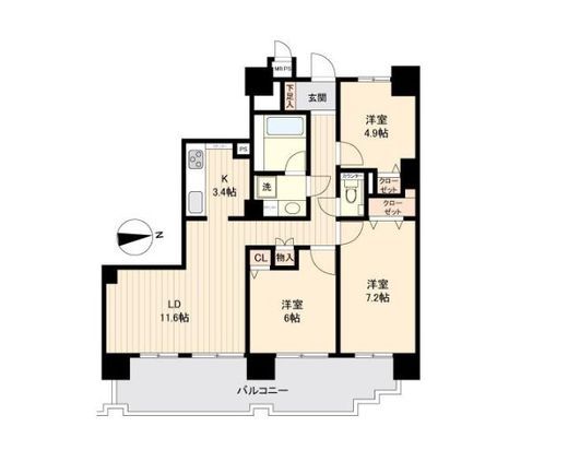 コンフォリア学芸大学 13階 間取り図