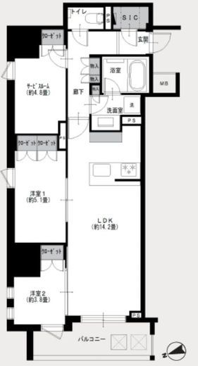 リビオ目黒リバーサウス 3階 間取り図